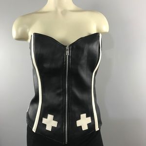 Be Wicked vegan Leather Look corsage zipper front